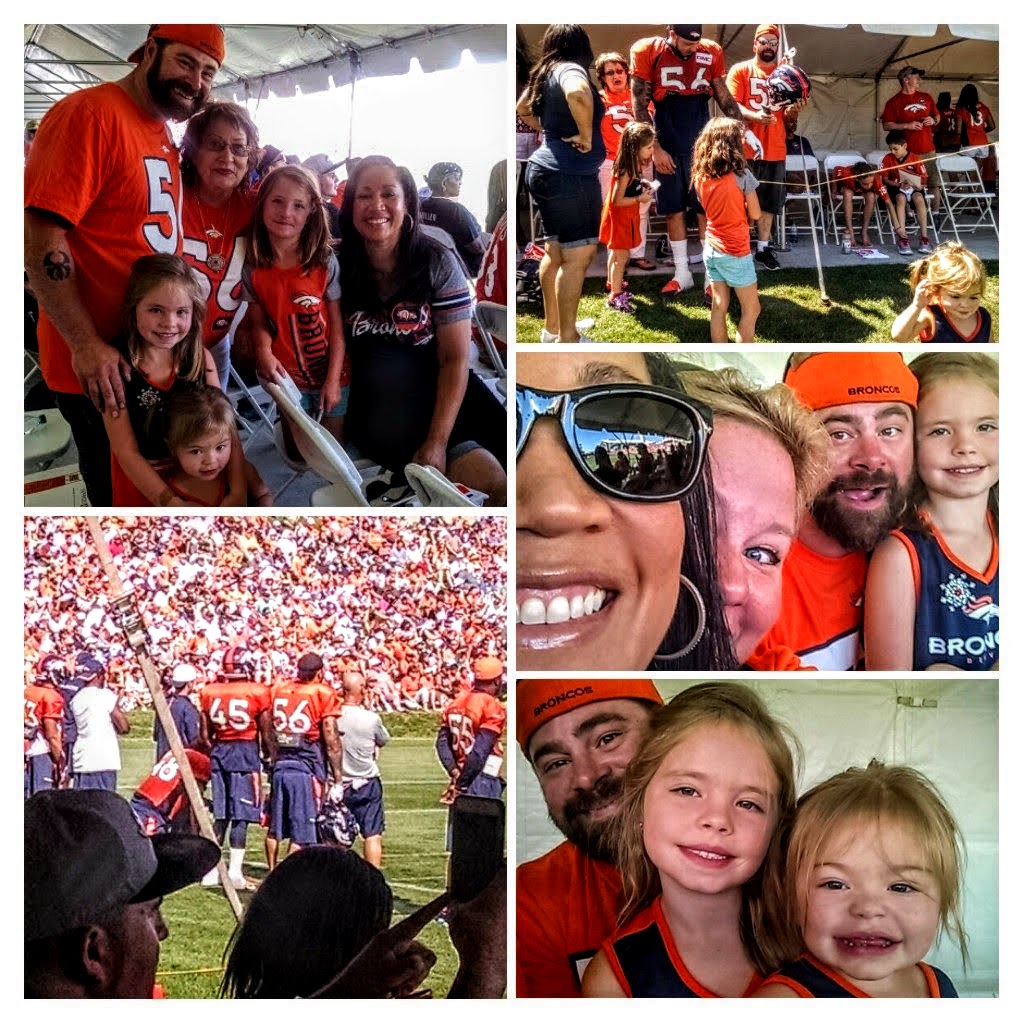 Go Broncos! Marty with our friend, Sebrina, Shane Ray's (#56) momma, 2015--at a pregame practice event