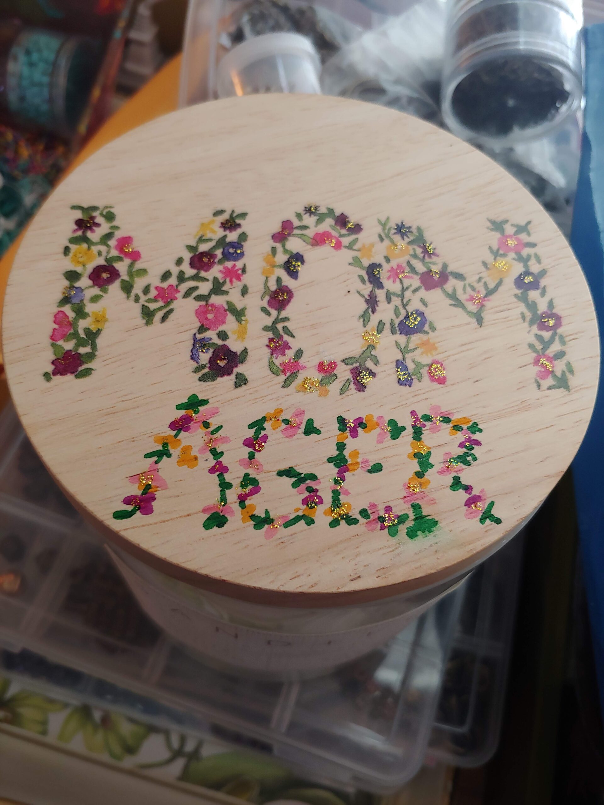 Customized by Marty, jar candle for Tracy on Mother's Day