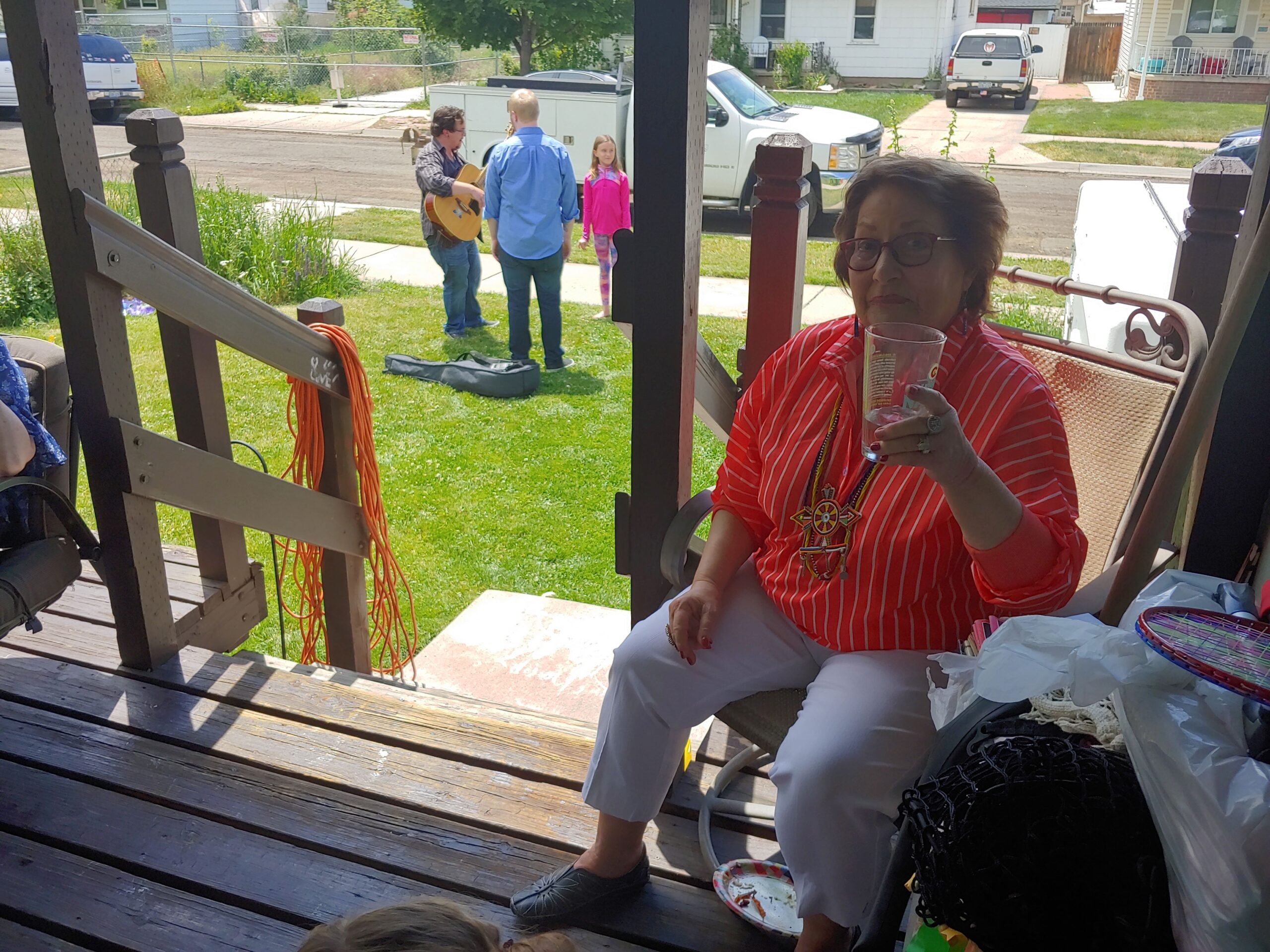 Father's Day 2019 at Tracy's house (before the we put in the new deck :0 Marty is the gatekeeper :)