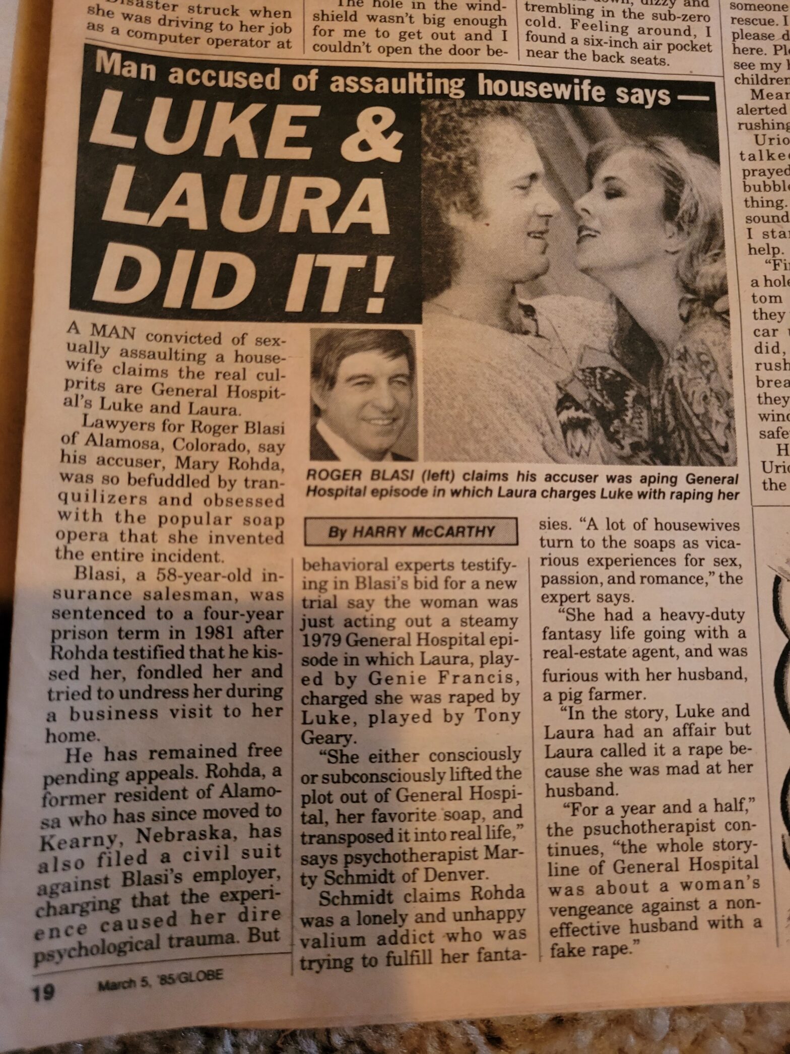 Marty made it into a Tabloid, March 6th 1983 issue of The Globe (middle column has her testimony)