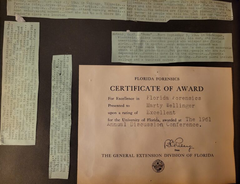 Florida Forensics Award of Excellence, 1961